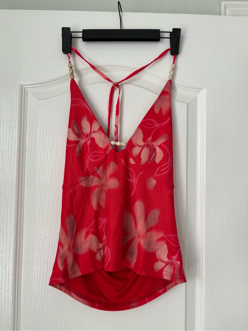 Red Floral Halter Cami Top